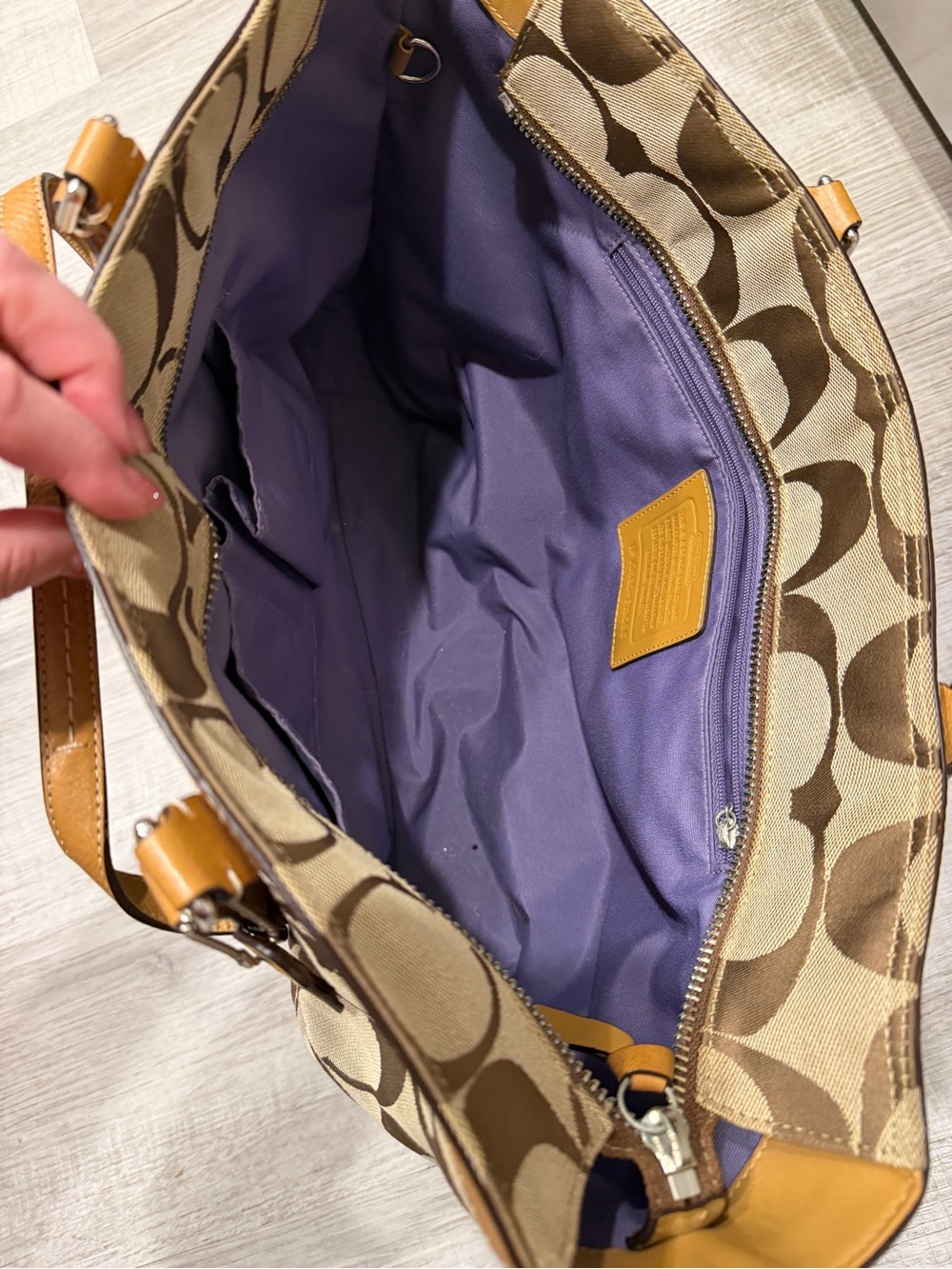 Coach Canvas Logo Tote in Brown and Tan - Picture 5 of 8